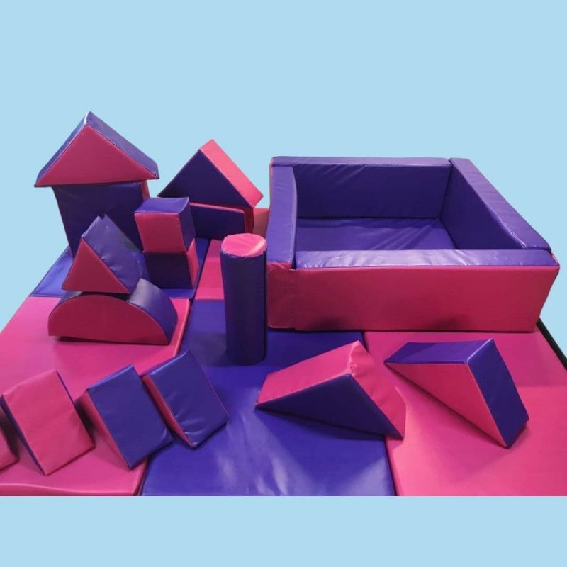 Pink  / Purple 15 Piece Soft Play Set, Ball Pond,9 Mats