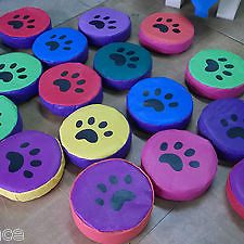 6  x Animal Print. Soft Play Stepping Stones  12inch x 4inch Mixed Colours
