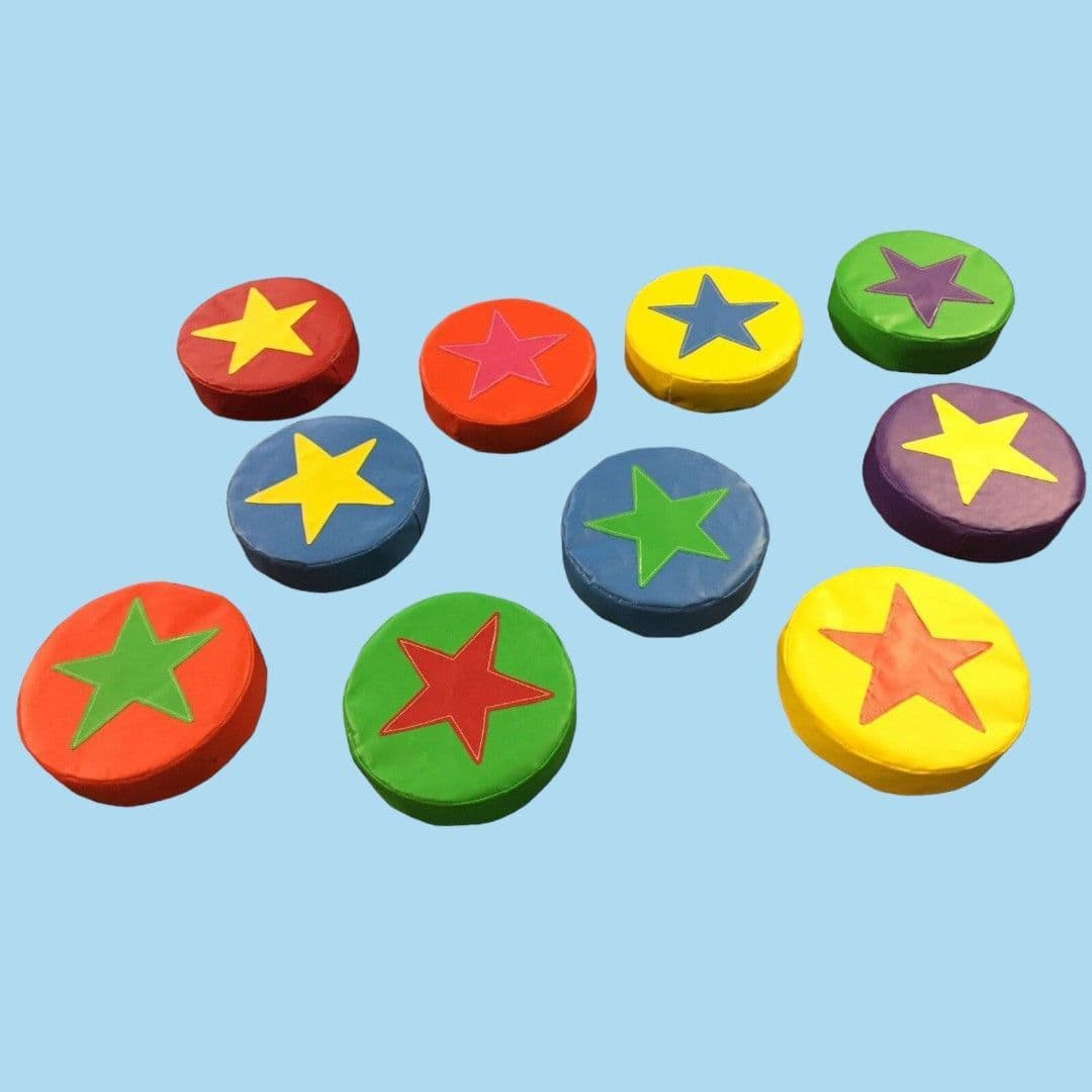 6 x  Applique STAR Soft Play Stepping Stones 12inch x 3inch