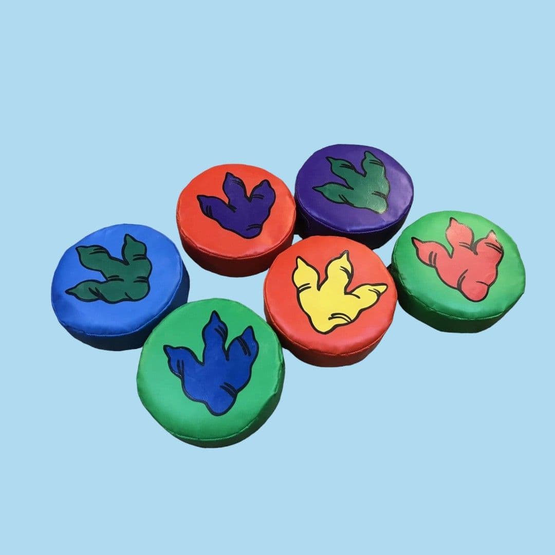 Dinosaur Print  Soft Play Stepping Stones 6 x Coloured    12inch x  4inch Mixed (1)