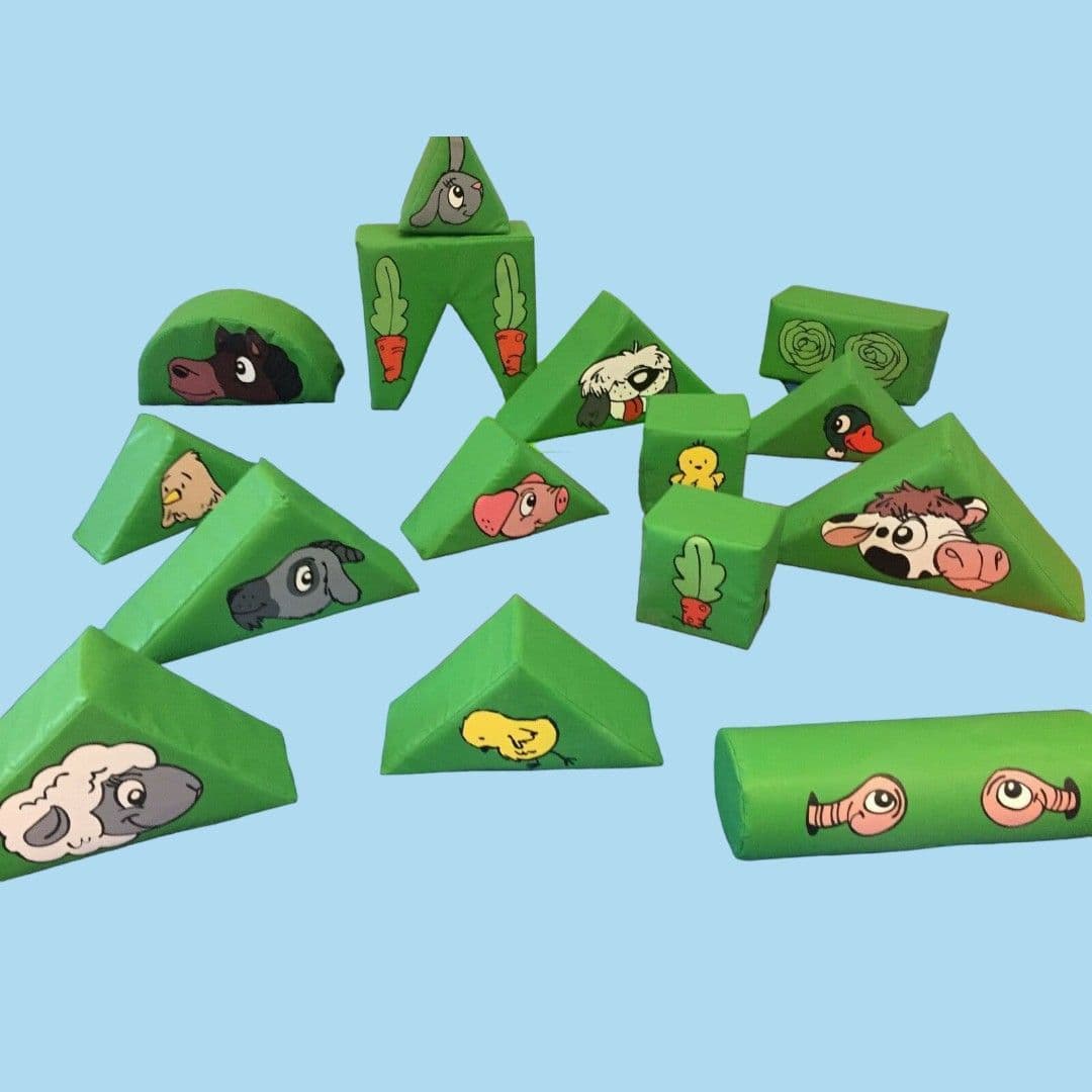 Farm Animals  15 Piece Soft Play Set in a Bag ideal to hire- hire