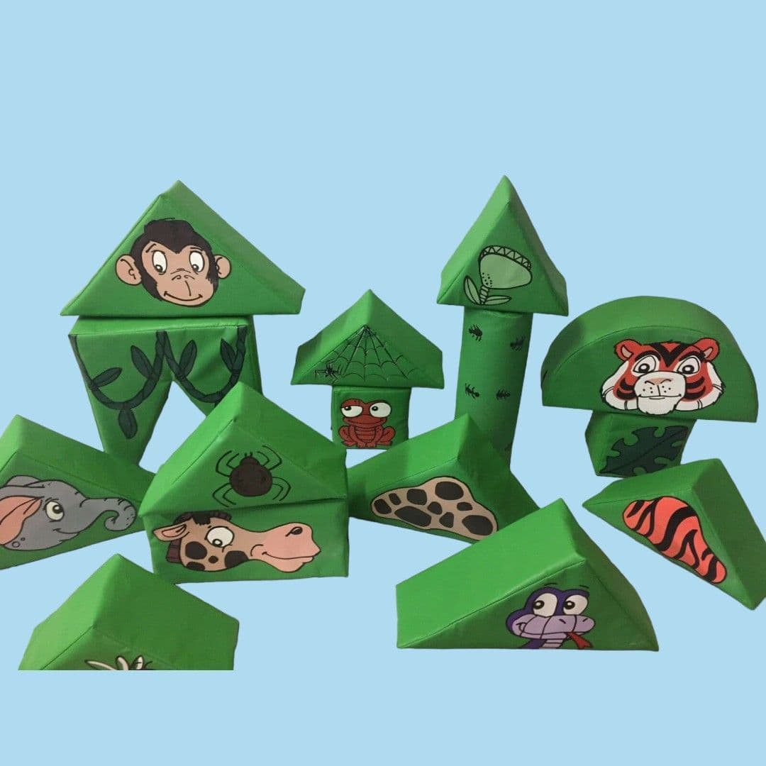 JUNGLE Animals  15 Piece Soft Play Set in a Bag